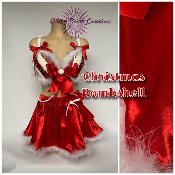 Christmas Bombshell Costume / Christmas Cosplay / Sexy Mrs Claus Festive  Top/ Holiday Festive Skirt / Red and White / MADE TO ORDER - Etsy