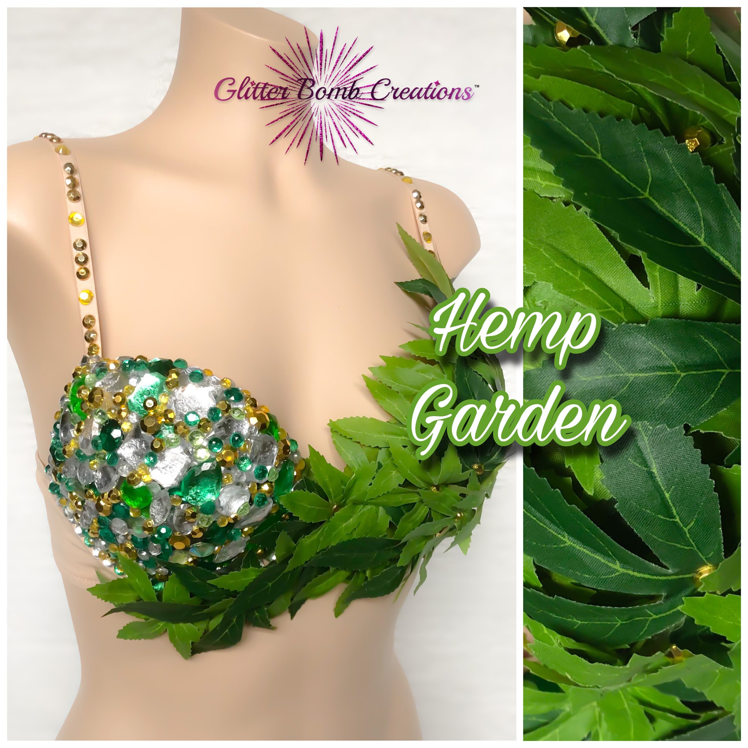 Hemp Leaf Bra Top/ Cannabis Theme Festival Costume/ 420 Day Etsy