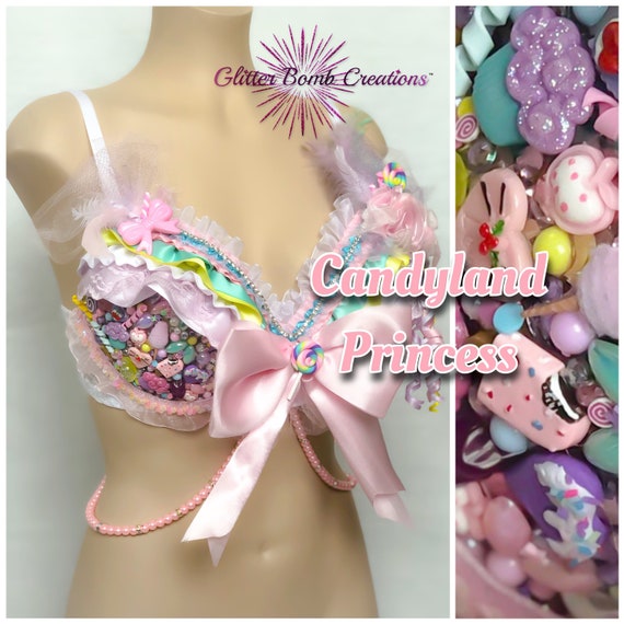 Candyland Theme Rave Bra/ Candy Princess Festival Top/ Pink Cotton