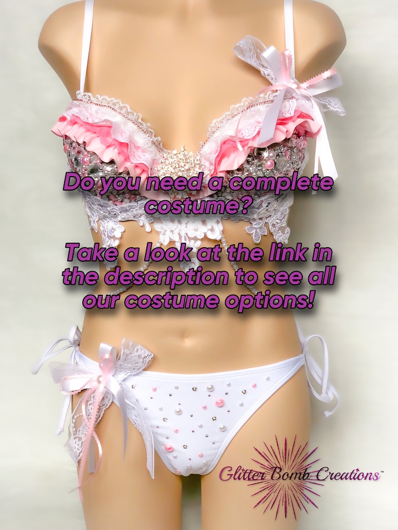 Pearl and Rhinestone Rave Bra/ Winter Wonderland Festival Top/ White Night Costume/ Bride and Bachelorette Outfit/ Snow Angel MADE TO ORDER image 10