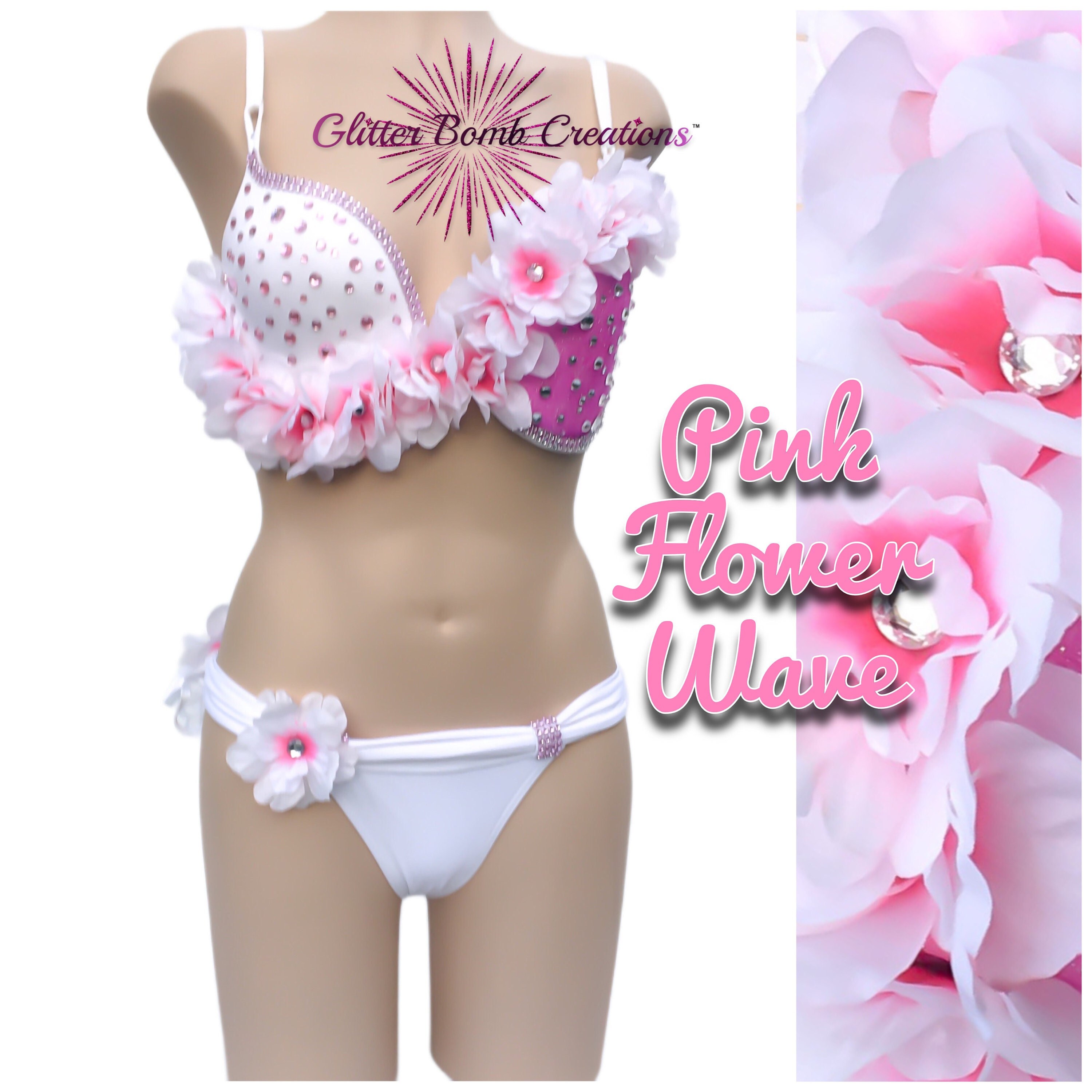 New Fabric Covered Wire Bra 3 Flower florida Style USA Cup Sizes B