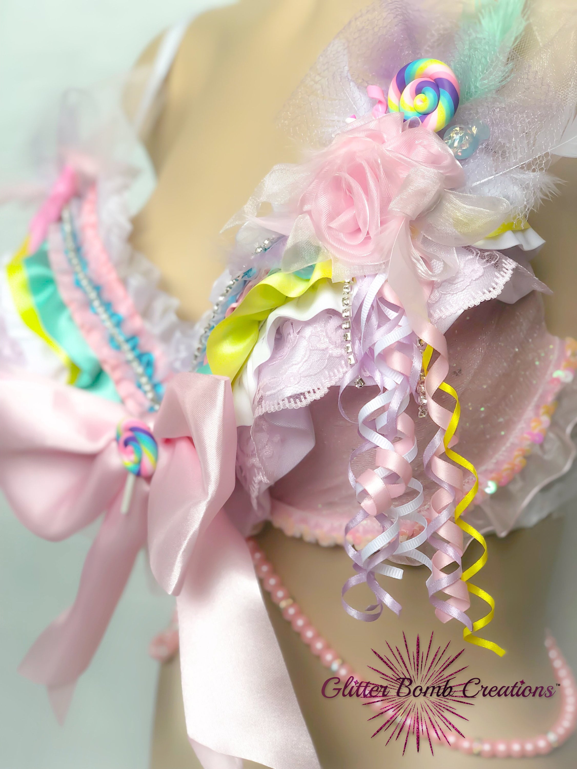 Candy Land Rave Candyland Theme Rave Bra/ Candy Princess Festival Top/ Pink Cotton ...