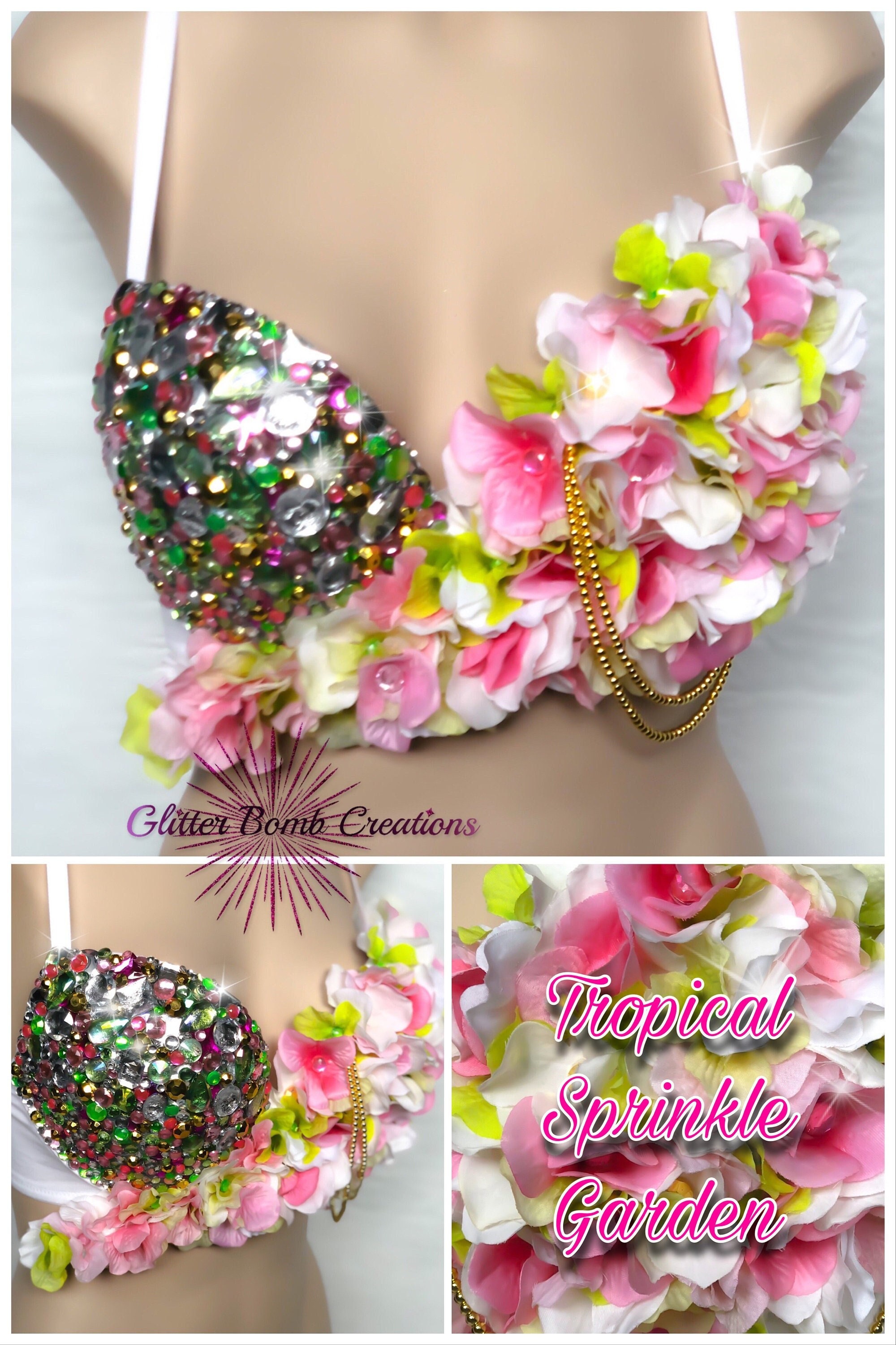 Flower LED Women Costume, Theatre, Rave Bra, Rave Clothes ,Rave Outfit, EDC