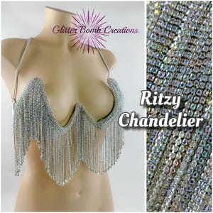 Rhinestone Fringe Wire Bra / Samba Costume / Sexy Festival Bra Top / Carnival Bling Costume / Crystal  chandelier bra top MADE TO ORDER