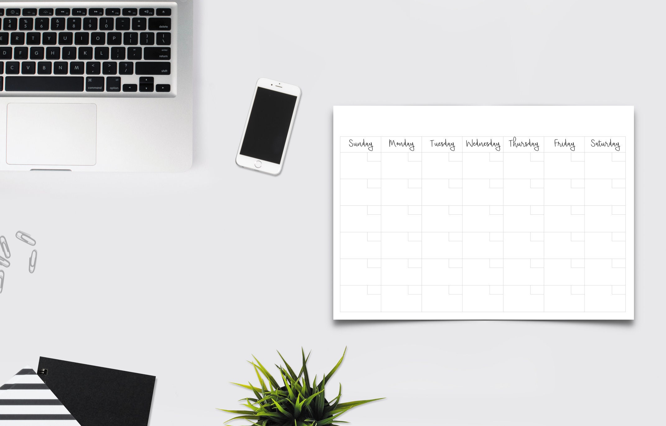 Printable Blank Monthly Calendar sunday Start - Etsy