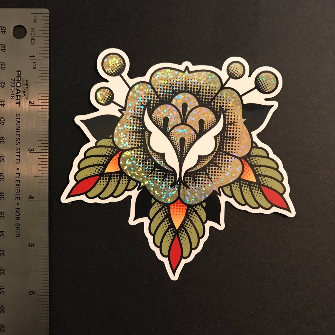 Gold Rose Vinyl Sticker | Etsy