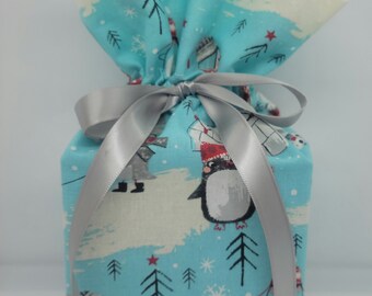 Fabric Tissue Box Cover, Tissue Box Topper, Handmade, Kitchen, Home Office, Penguin, Winter, Holiday Decor, Gift For Him, Gift For Her
