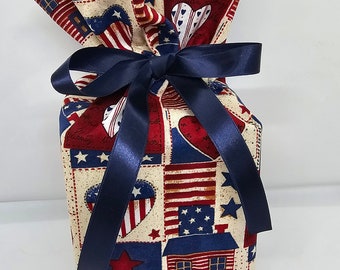 Fabric Tissue Box Cover, Tissue Topper, Handmade, Bathroom, Bedroom Decor, Gift For Her, Gift For Him, Patriotic Decor, Display, Home Office