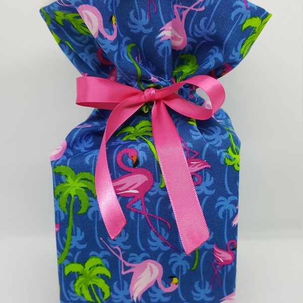 Fabric Tissue Box Cover, Cube Tissue Box Cover , Handmade, Bathroom, Bedroom Decor, Gift For Her, Birthday, Tropical, Flamingos, Beach Decor