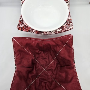 Microwave Bowl Cozy, Reversible Bowl Caddy, 8&quot; Microwave Bowl Holder, Hot or Cold Cozy, Handmade, Gift For Her, Gift For Him