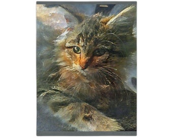 reclining fluffy Tabby cat Velveteen Minky Blanket