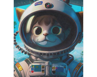 Anime Cat astronaut  Minky Blanket super soft