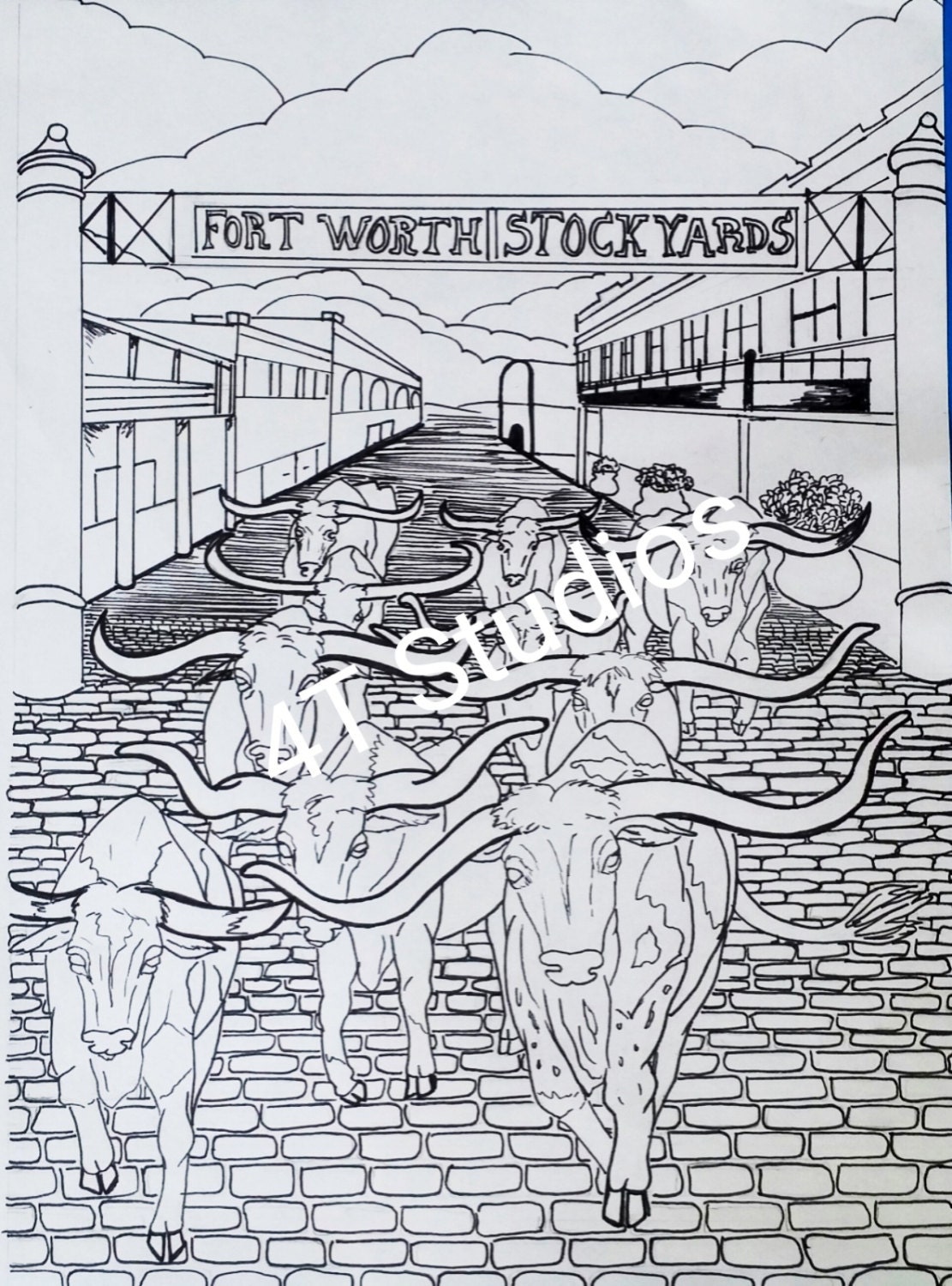 Ft Worth Stockyards Commemorative Coloring Book Page PDF Etsy ft-worth-stockyards-commemorative-coloring-book-page-pdf-etsy