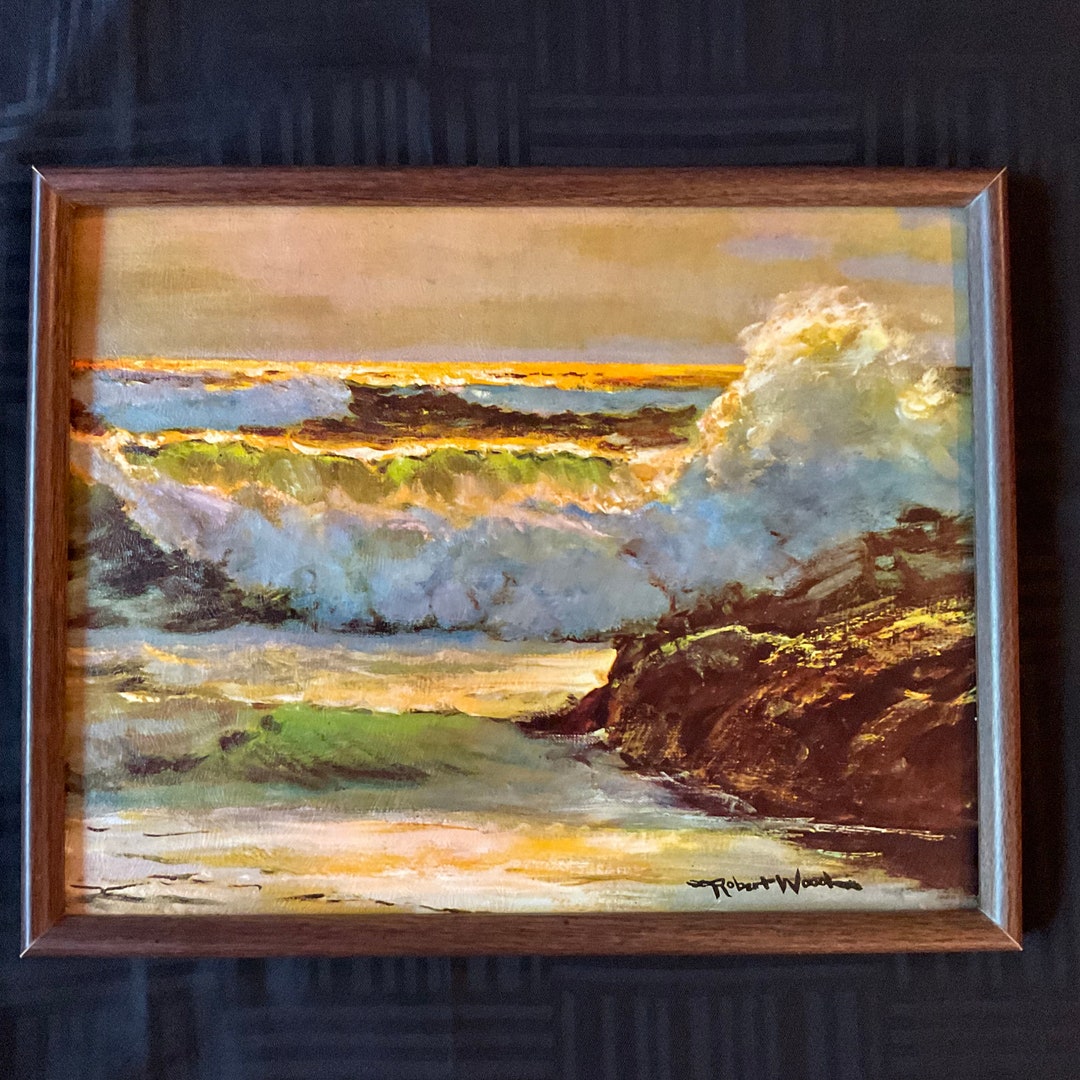 Robert Wood Sunset Seascape Landscape PRINT Vintage 70s Art Home Decor
