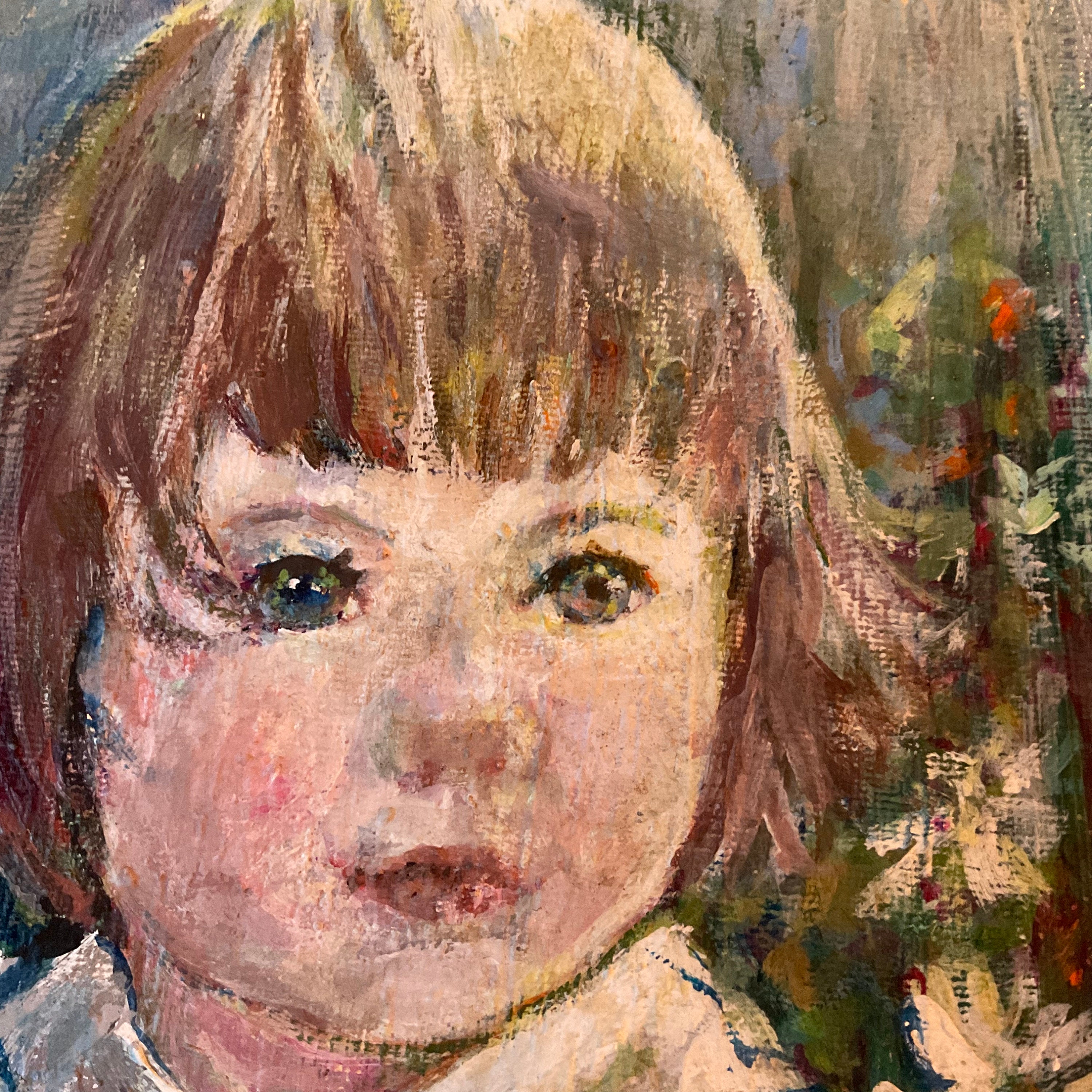 Vintage Little Girl Portrait Hand Painted Original Oil PAINTING Art ...
