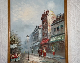 Vintage Impressionist Paris Cityscape Painting: Signed Original Art