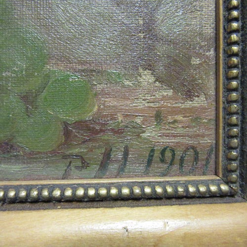 Antique Victorian oil PAINTING grapes fruit vintage hand painted shops original c1901 art home decor farmhouse food kitchen shabby cute