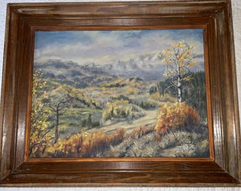Vintage Impressionist Oil Painting: Mountain Landscape, Signed 70s Art