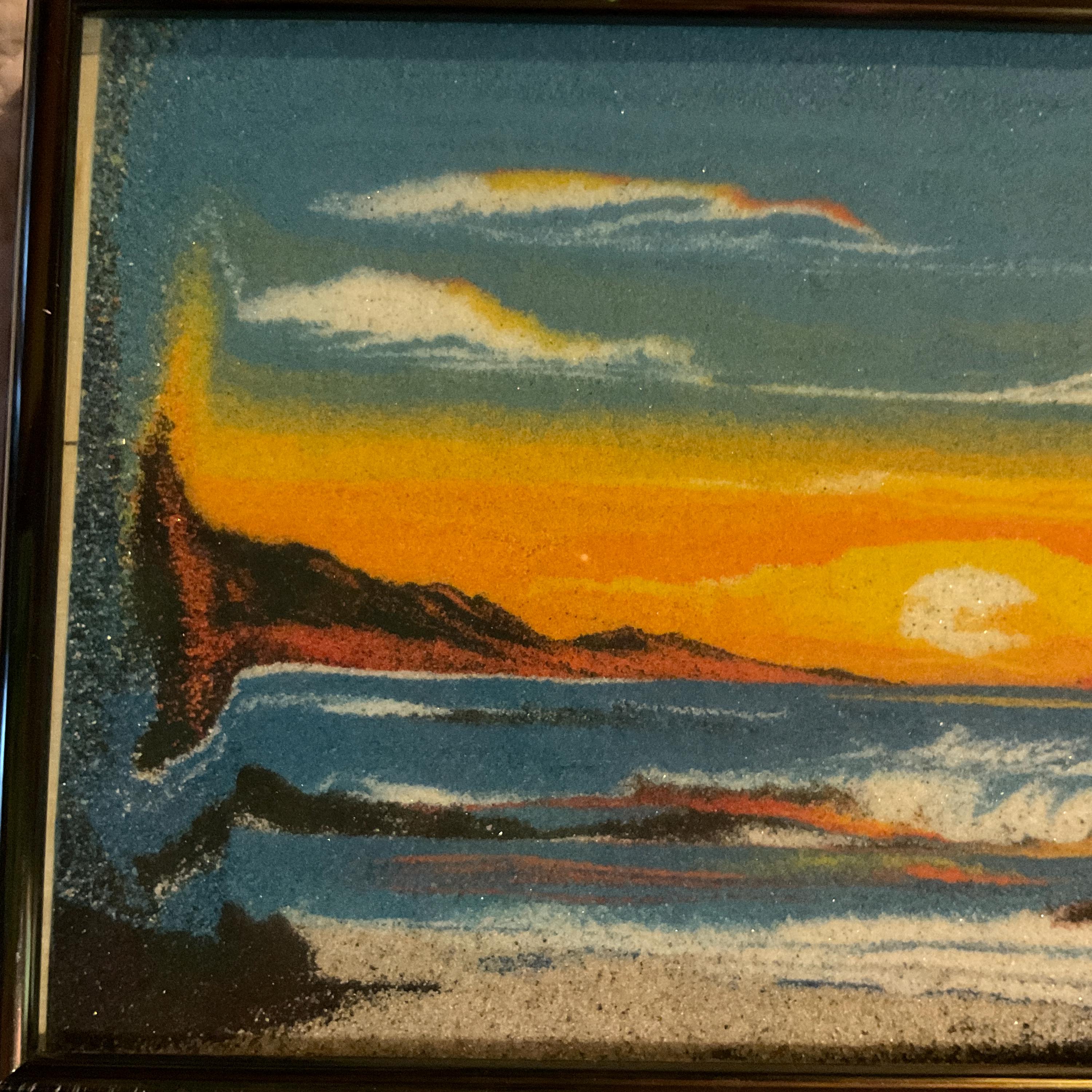 Vintage 80s Sand Art: Handmade Sunset Beach Scene - Etsy