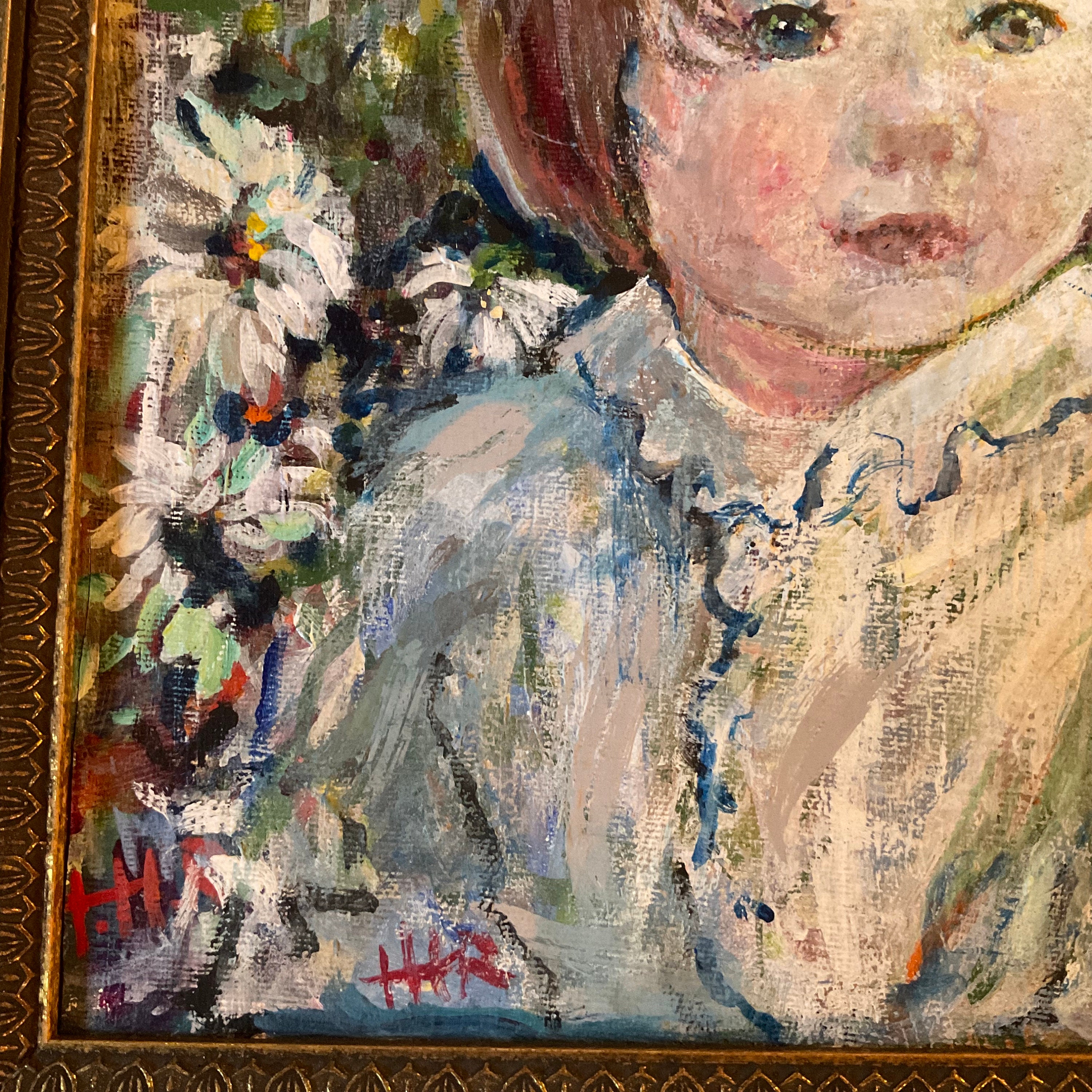 Vintage Little Girl Portrait Hand Painted Original Oil PAINTING Art ...