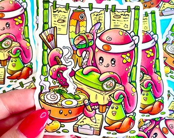 Naklejka z ośmiornicą - Wodoodporna naklejka winylowa z motywem zwierzęcia - Butelka na wodę - Sztuka na laptopa