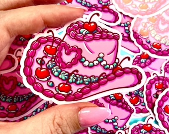 Cowgirl Hat Cake Sticker - Waterproof - Dessert Stickers - Food - Western