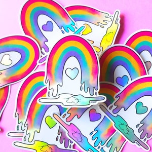 Holografische regenboogsticker - sticker trots - regenboog minnaar geschenken - smeltende regenboog - sticker regenboog waterfles