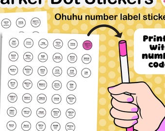 Marker Dot Stickers - Swatches for Marker Organizing - With Number Codes