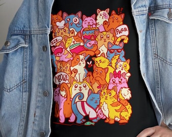 Funny Cats T-Shirt - Cat Lover Gifts - Soft Material - Cute Animal Graphic Tee