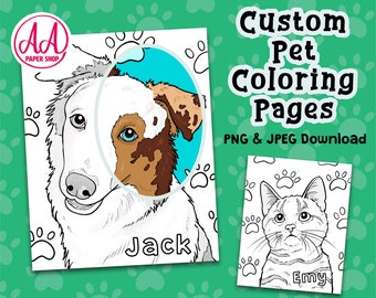 Custom Pet Coloring Pages, Custom Pet Portraits, Coloring Page Download, Custom Artwork