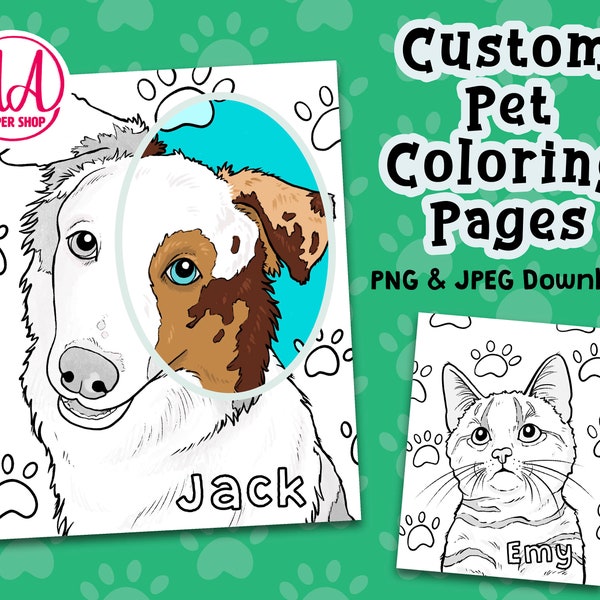 Custom Pet Coloring Pages - Custom Pet Portraits - Coloring Page Download - Custom Artwork - Custom Drawing - Pet Memorial Art