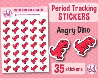 Dinosaur Period Tracking Stickers  - Planner Organizing - Cute Stationary - Sticker Sheet