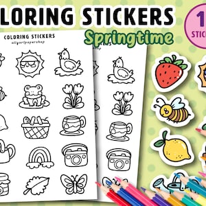 Frühlings Sticker Bogen zum Ausmalen