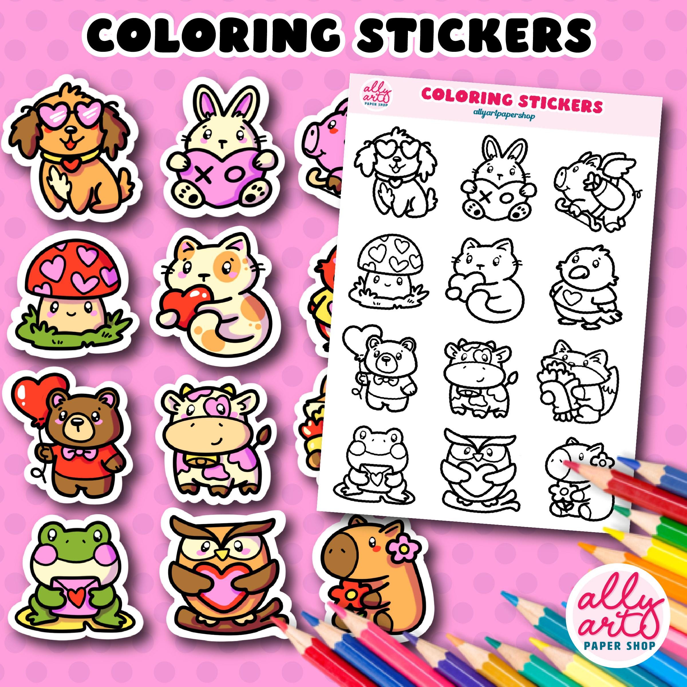 First Coloring Sticker Valentines Day Coloring Stickers - Animals to Color - Holiday ...