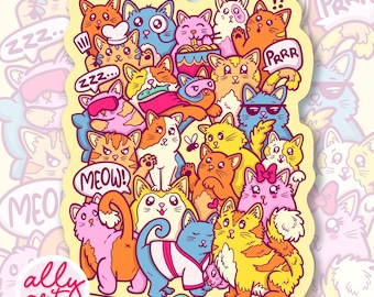 Funny Cat Sticker - Waterproof Vinyl Decal - Water Bottles - Laptop Decor