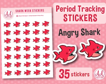 Shark Period Tracking Stickers - Cute Animal Stationary - Organizing - Planners
