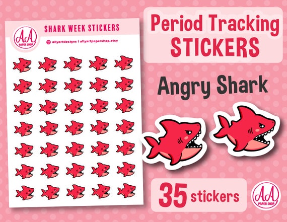 Shark Period Tracking Stickers - Cute Animal Stationary - Organizing