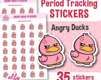 Angry Duck Stickers - Period Tracking Sticker Sheet - Planners - Journals - Calendars - Organizer