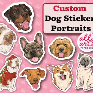 Individuelle Hunde Portrait Aufkleber - Haustier Eltern Geschenke - Individuelle Porträts - Haustier Erinnerungs Geschenke - Haustier Porträt