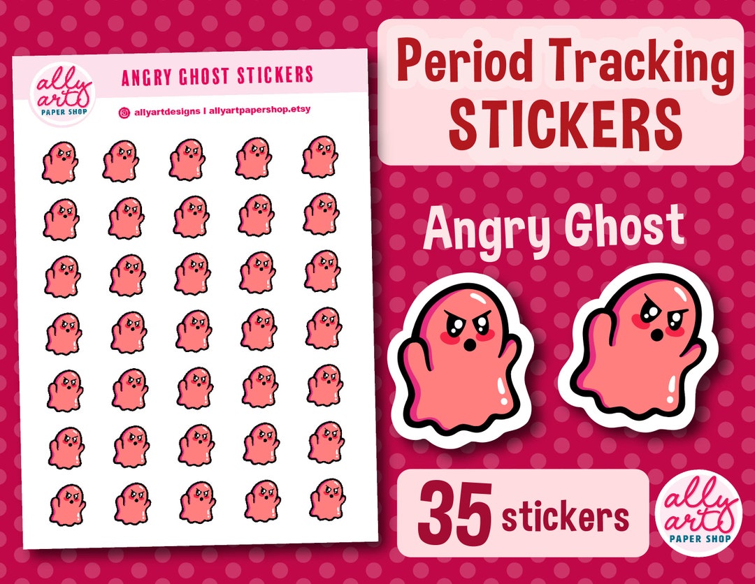Angsty Stickers Angry Ghost Stickers - Halloween Planner Stickers - Period Tracking ...
