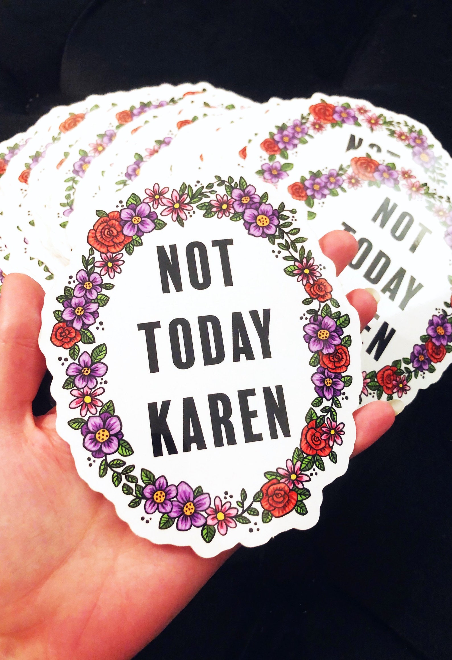 Not Today Karen Sticker Funny Stickers Floral Waterproof Etsy