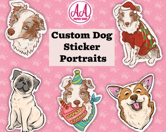 Custom Dog Portrait Stickers, Pet Parent Gifts, Custom Portraits, Pet Memorial Gifts