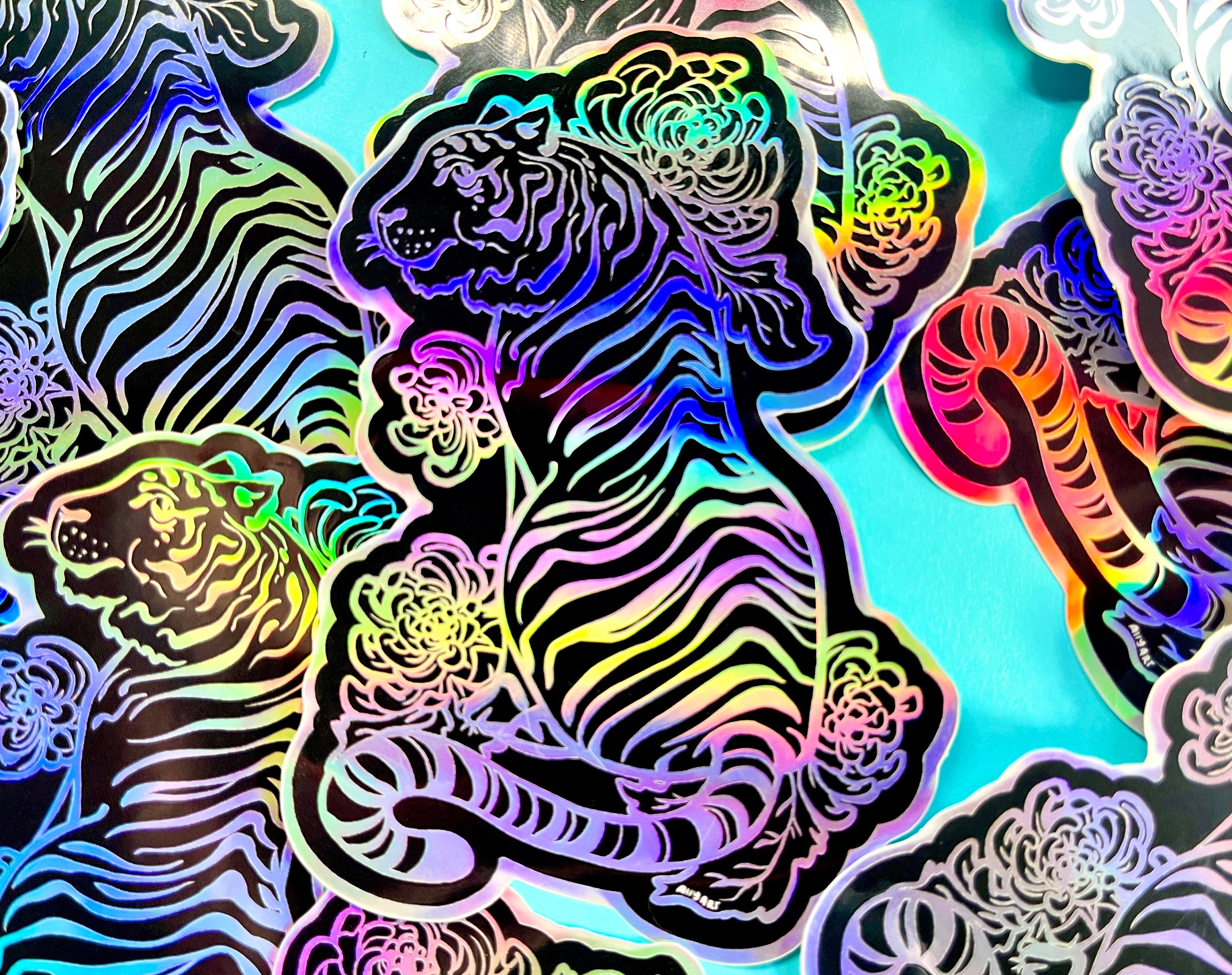 Holographic Tiger Stickers Cat Stickers Animal Stickers Etsy