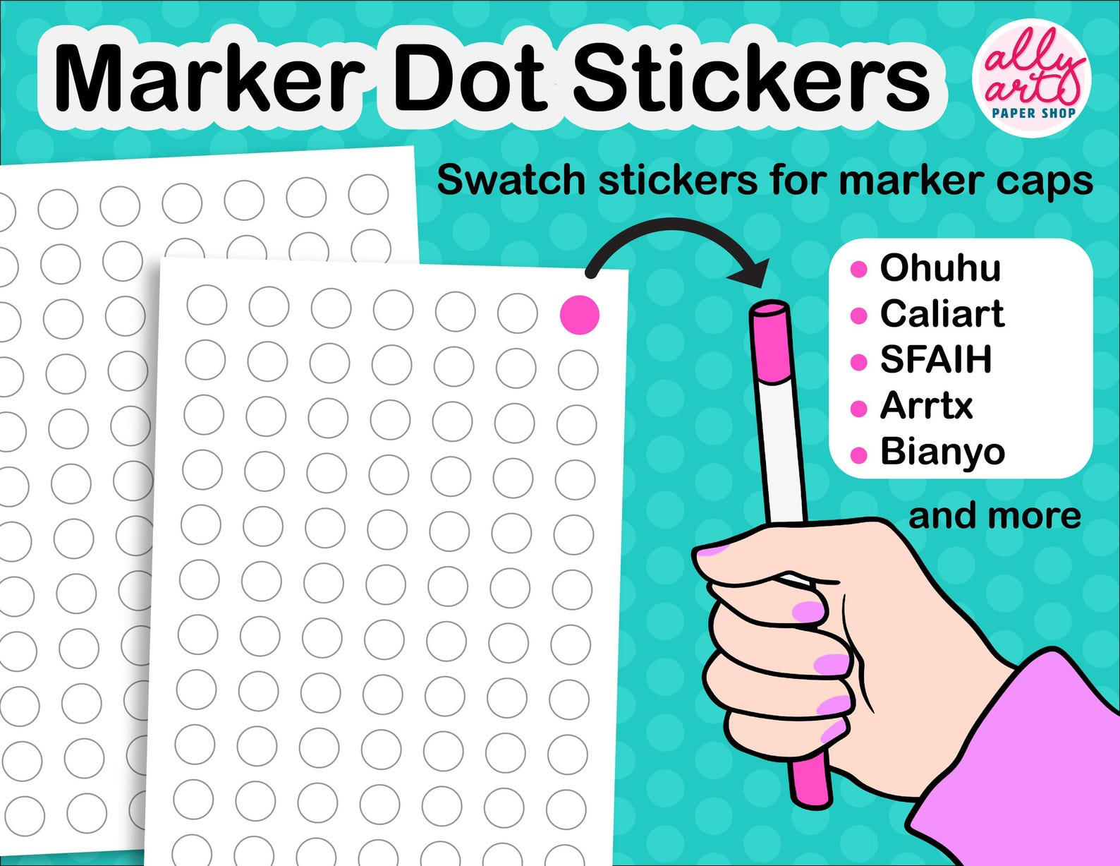 Normal Swach Sticker Marker Dot Label Stickers - Swatch Stickers for Markers - Marker ...
