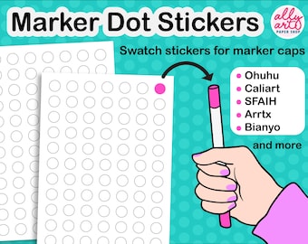 Marker Dot Label Stickers - Swatch Stickers for Markers - Marker Organizing - Blank Dots