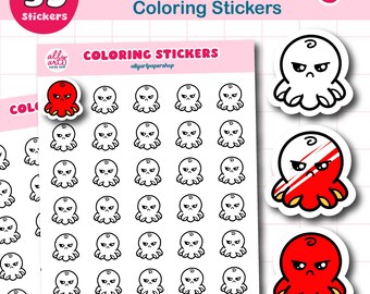 Coloring Period Tracking Stickers -  Cute Animal Planner Stationary - Organizing - Sticker Sheet