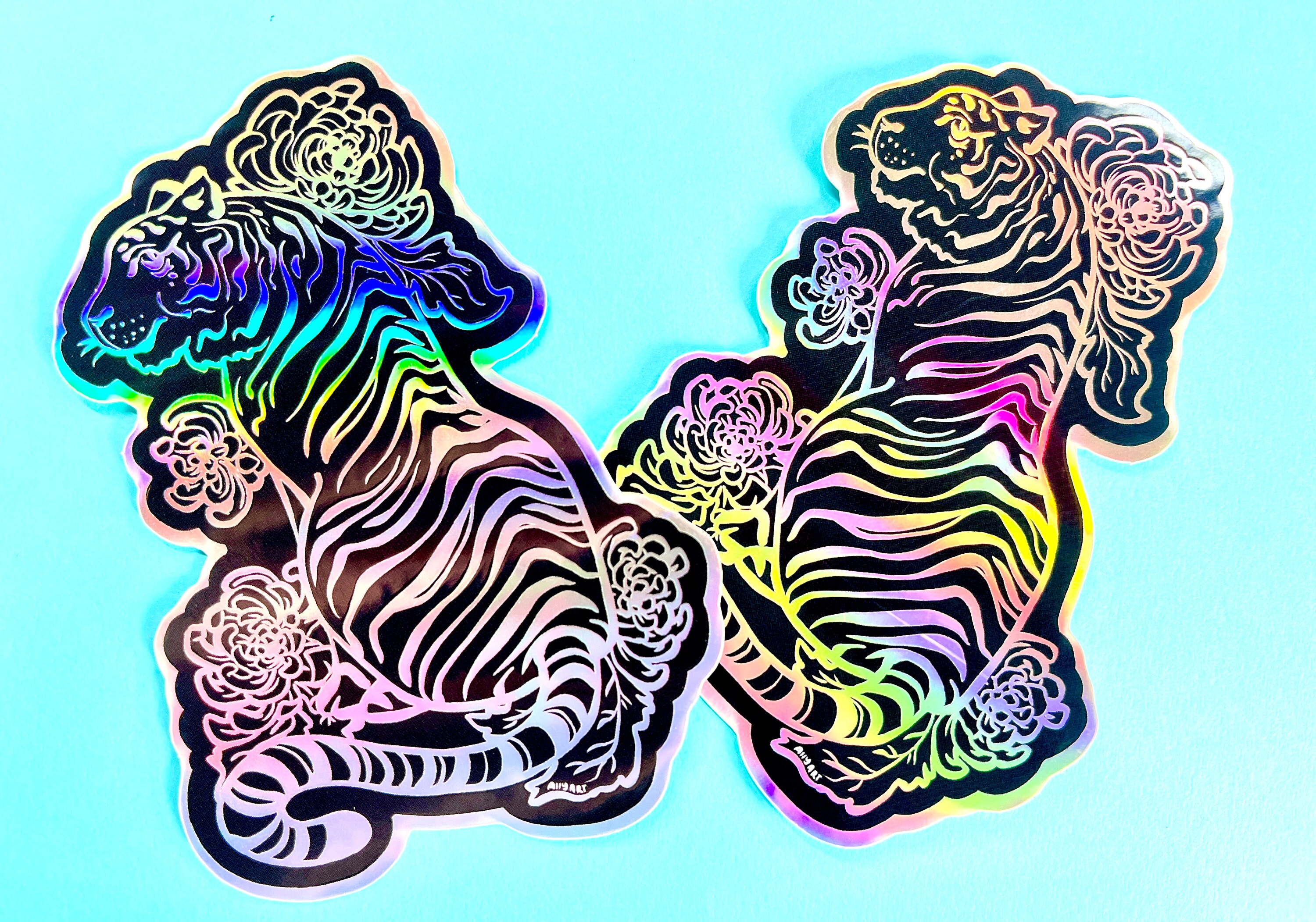 Holographic Tiger Stickers Cat Stickers Animal Stickers Etsy