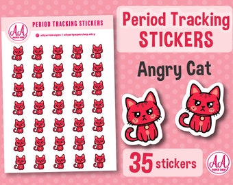 Cat Period Tracking Stickers - Planner Organizing - Calendar - Cute Stationary