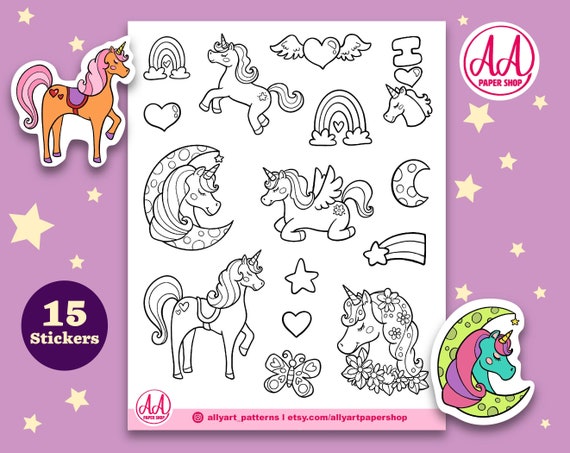 Nhãn dán tô màu unicorn cho trẻ em - Trang trí sách, vở hoặc tủ đồ của bé với những nhãn dán dễ thương với hình ảnh kỳ lân và unicorn. Chúng sẽ giúp trẻ của bạn thỏa sức khám phá và sáng tạo.