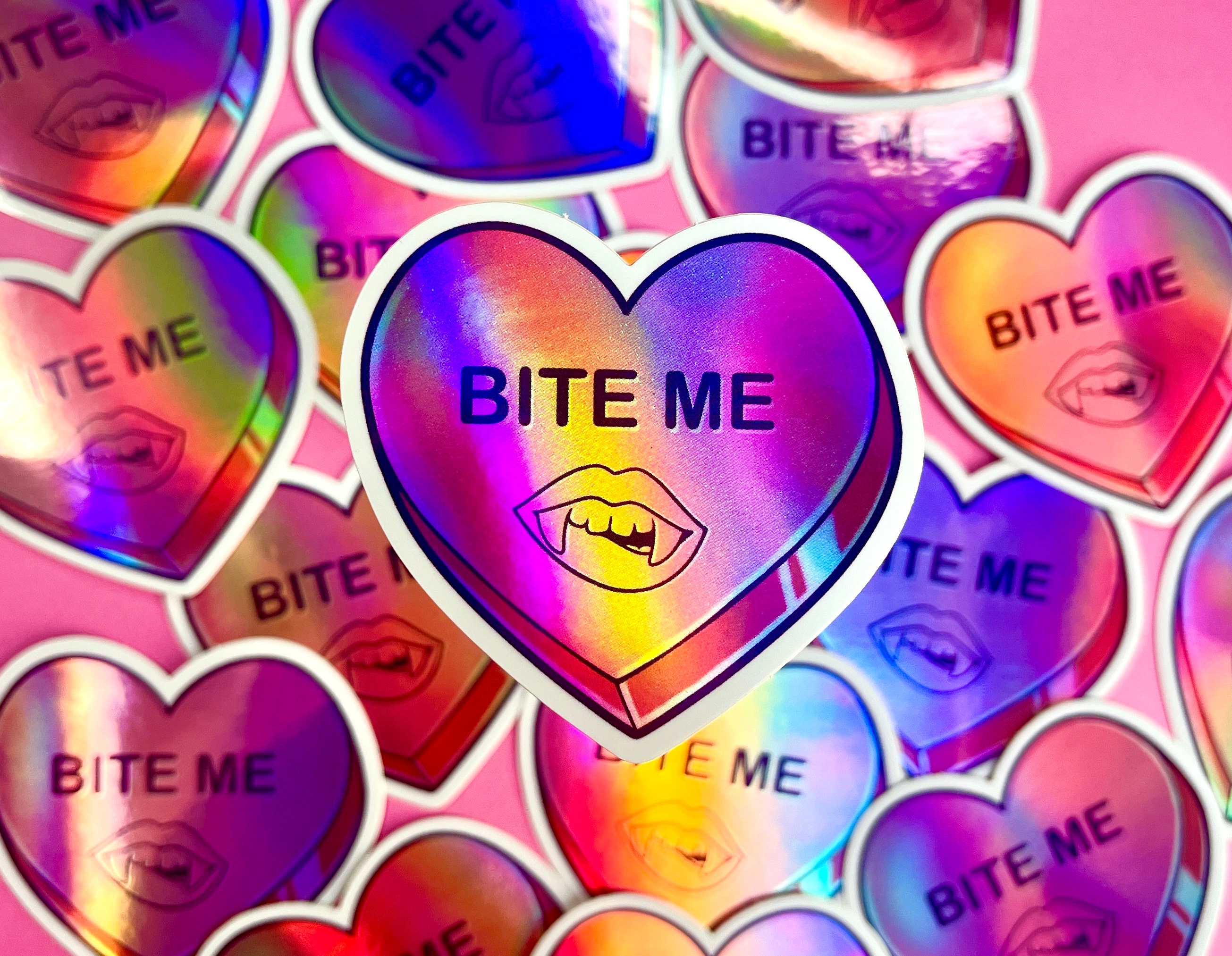 Bite Me Stickers - Candy Heart Adult Stickers - Vampire Stickers ...